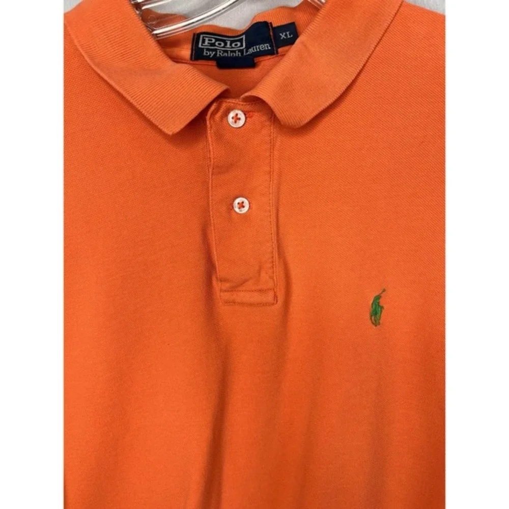 Mens XL Polo‎ Ralph Lauren Orange Polo Short Sleeve Shirt Cotton